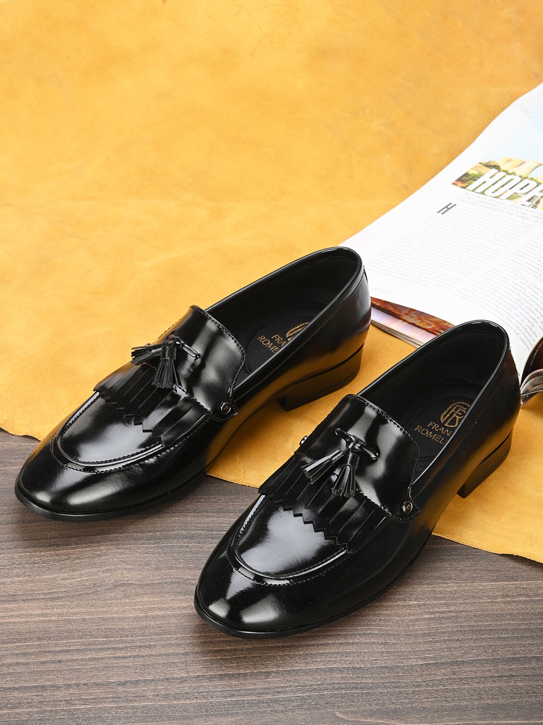 Men's Patent Fringe Loafer - Black/Brown – FRANKROMELLO